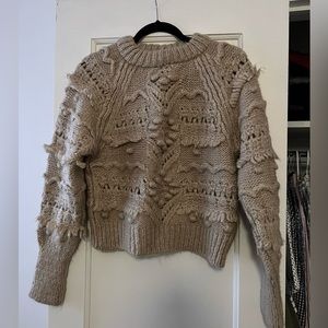 Zara Pom Pom crew neck sweater size small